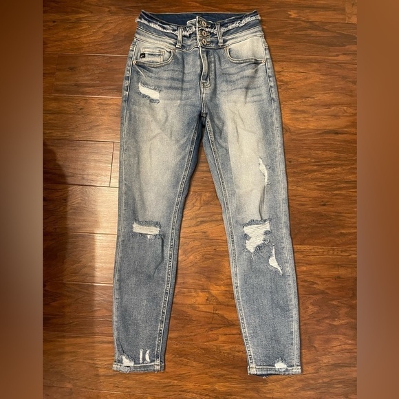 Kancan Curvy Estillo Skinny Distressed Jeans Size 5/26 - Picture 1 of 6